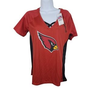 Arizona Cardinals Sz S NFL Team Apparel V Neck Mesh Sleeve T Shirt